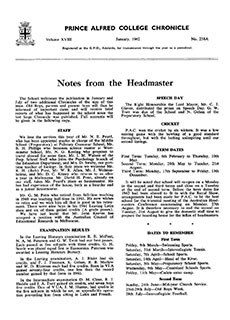 PAC Chronicle 1962 (1) Front Cover